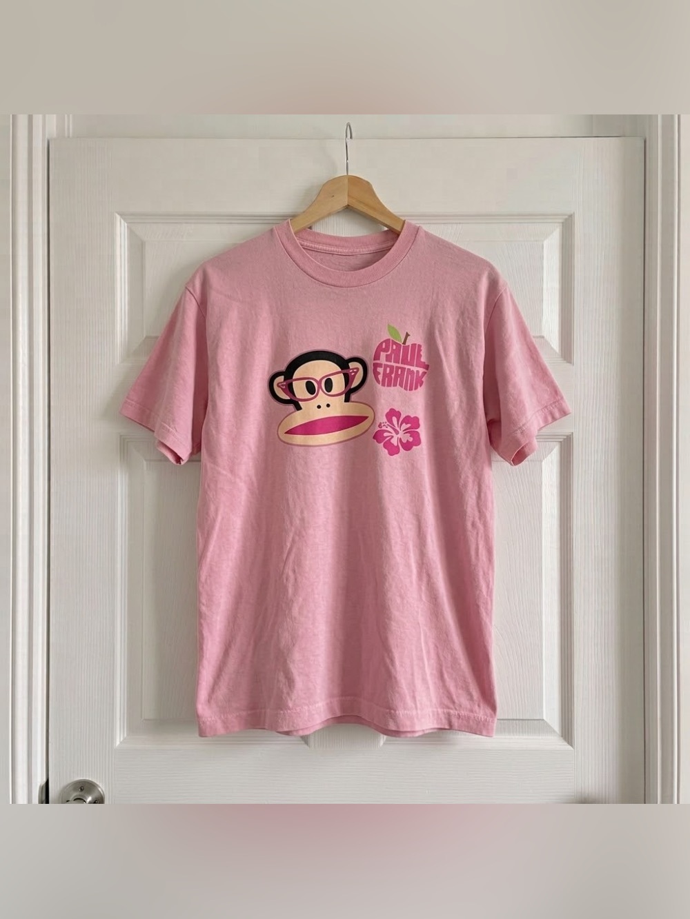 Paul Frank Julius Monkey Hibiscus Light Pink Cute Pop Art Graphic T-Shirt